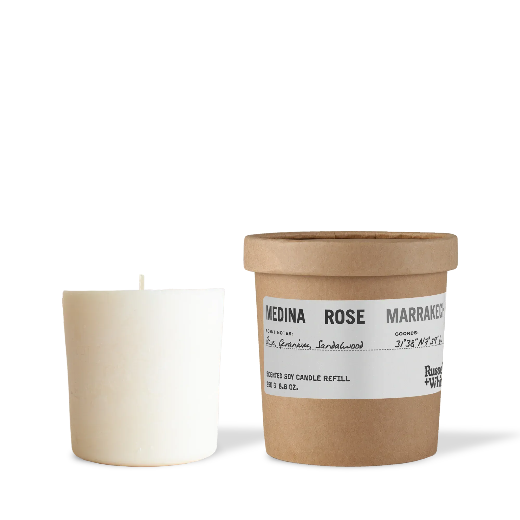 Russell + White Medina Rose Scented Soy Candle Refill